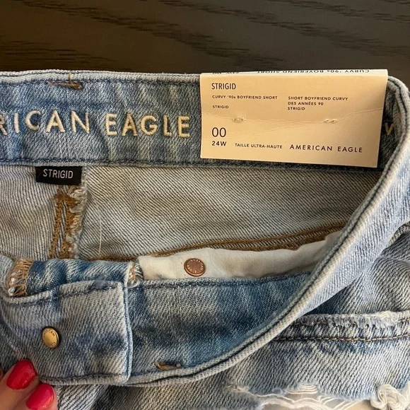 American Eagle Strigid Denim Curvy Highest Waist 90’s Boyfriend Short - Picture 7 of 8